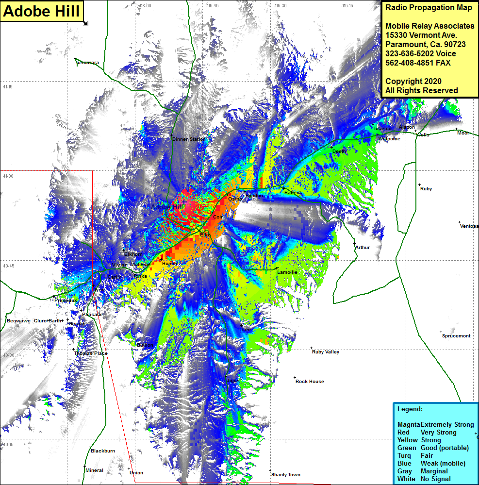 heat map radio coverage Adobe Hill